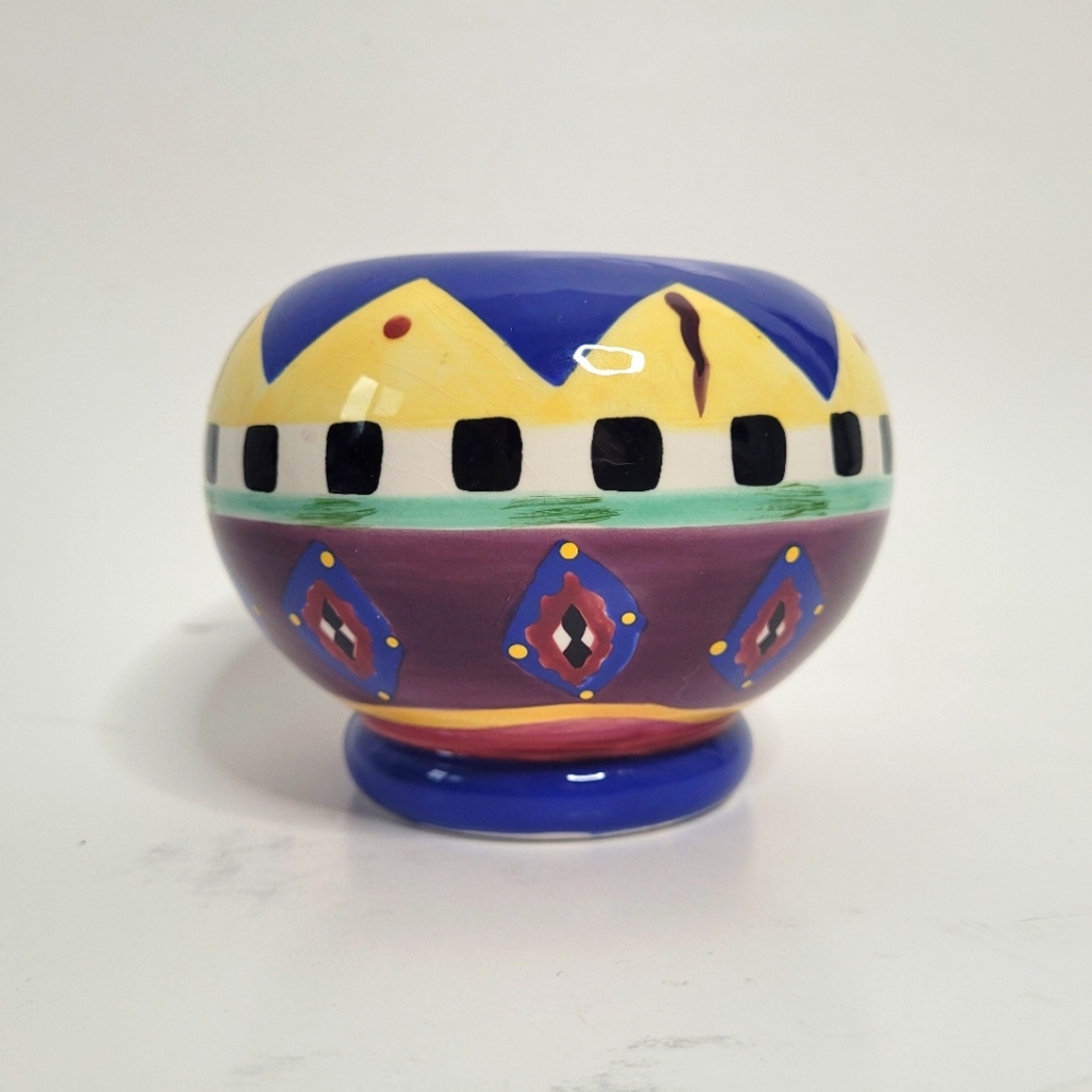 Wamsutta hand painted colourful ceramic toothbrush holder
